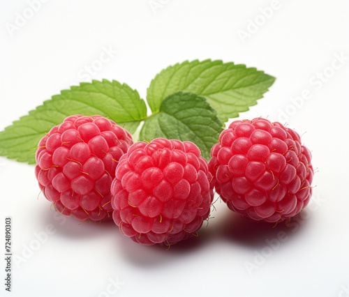Raspberries close up on a white background
Generation AI