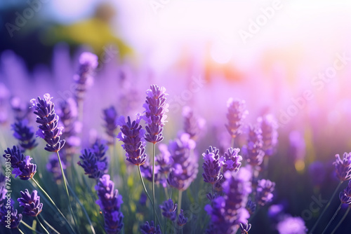 Close up shot of lavender flowers. Macro Generation AI