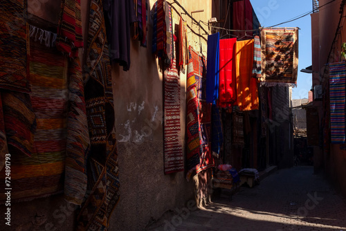 Wall covered with rugs in Marrakesh, Morocco © Lucia Tieko