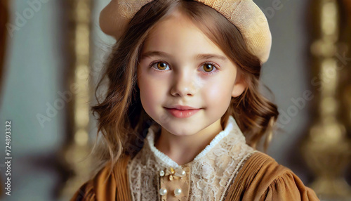 Stylish Little Girl Close-up Portrait  photo