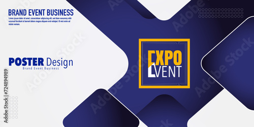 Abstract colorful exhibition poster design template with wavy lines effect background. Expo Event banner. Can be used for business, marketing and advertising. logo graphic design of annual summit