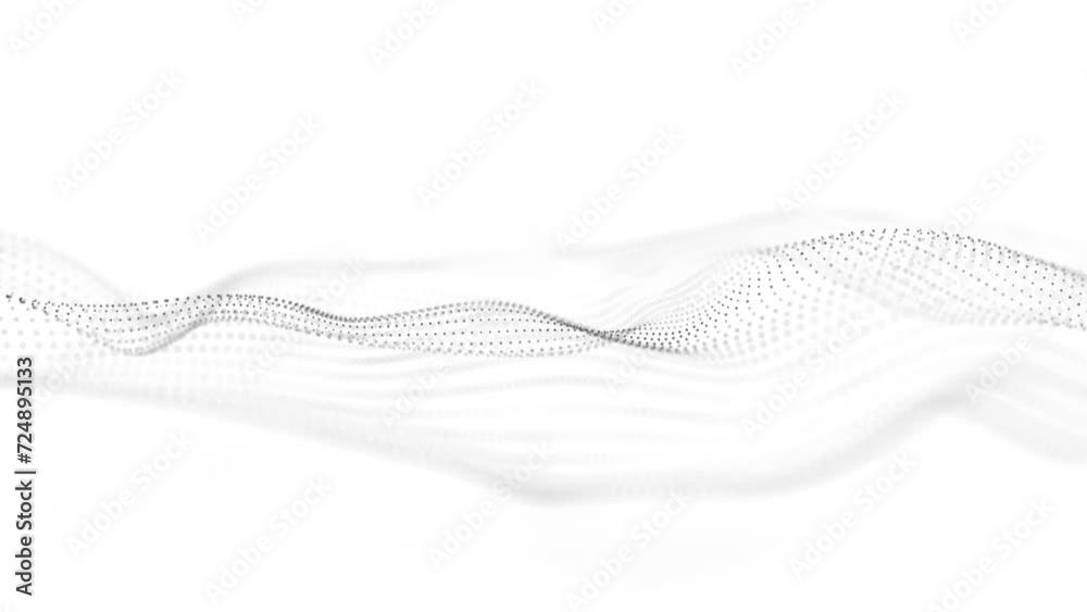 Digital dynamic wave of particles. Abstract white futuristic background. Big data visualization. 3D rendering.
