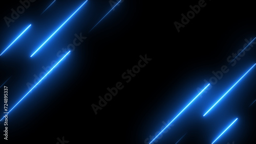 Abstract blue neon lights on a dark background.