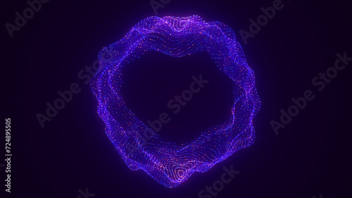 Technology blue sphere with connecting dots and lines. Digital abstract network structure. 3D rendering.