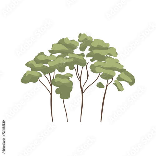 Artichelen tree of colorful set. In this enchanting illustration a whimsical cartoon design beautifully complements a vividly depicted tropical tree on a pure white background. Vector illustration.