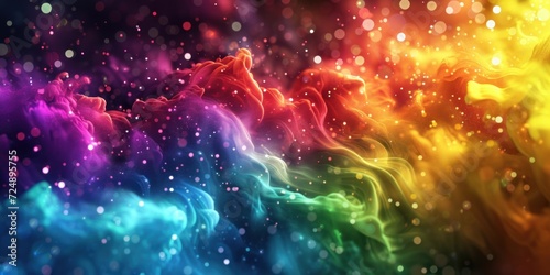Rainbow Colored Background With Billowing Smoke