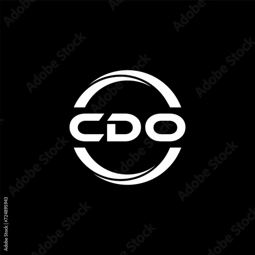 CDO letter logo design with black background in illustrator, cube logo, vector logo, modern alphabet font overlap style. calligraphy designs for logo, Poster, Invitation, etc.