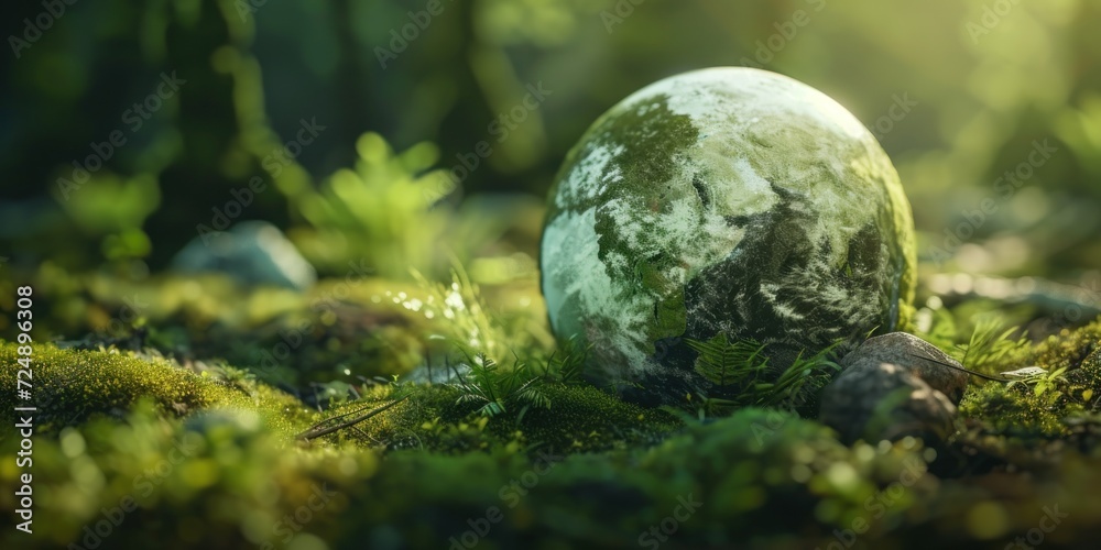 Moss Covered Ball in Forest Moss Covered Ball in Forest