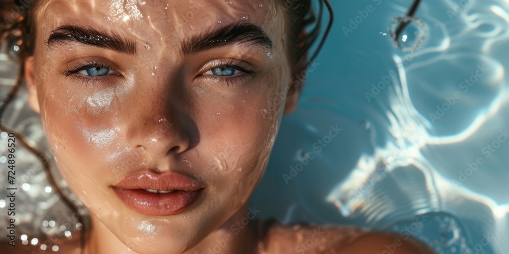 Woman With Blue Eyes in the Water