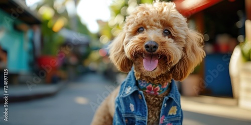 Smiling Dog in Denim Jacket © FryArt