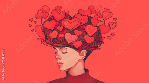 Fall in love Valentine's card illustration. Happy Valentine's Day card. Generetiv AI. 