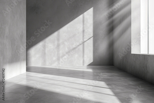 White room with large window that lets in some sunlight.