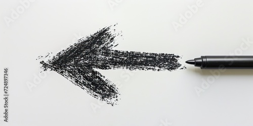 Pencil Drawing Black Arrow on White Surface photo