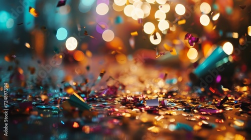 Blurry Photo of Colorful Confetti Falling at a Celebration, New Year