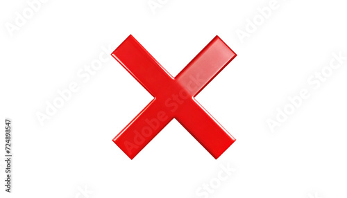 Red X Mark Isolated On Transparent Background.