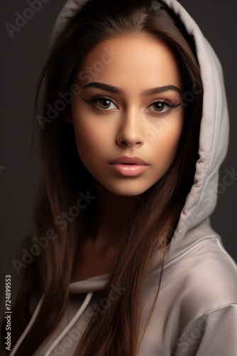 Urban Cool: Young Woman in Hoodie