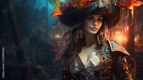 A mighty female pirate in rainbow colors, halloween motive  © Andreas