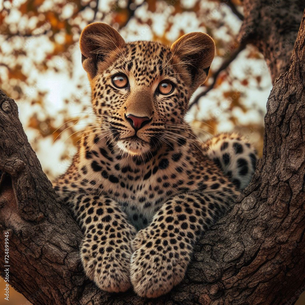 Fototapeta premium leopard on tree