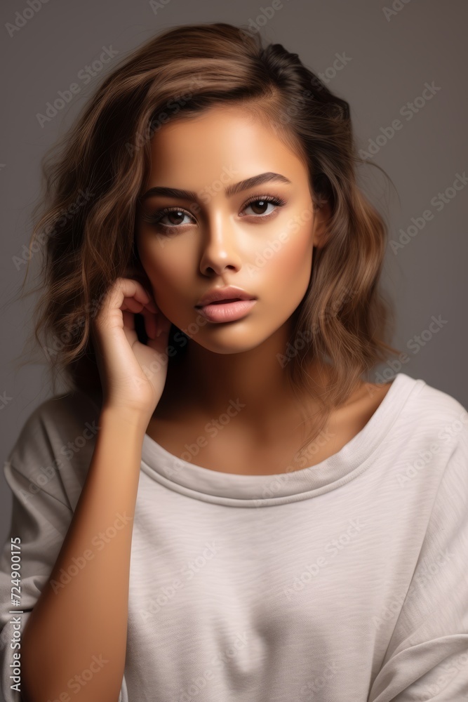 Casual Comfort. Woman in Oversized Sweatshirt Casual Comfort. Woman in Oversized Sweatshirt