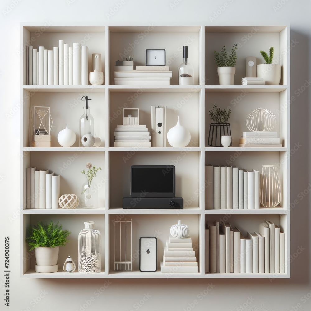 peaceful corner of a room with a bookshelf against a colored wall, adorned with books, decorative items, and a touch of greenery. peaceful corner of a room with a bookshelf against a colored wall, adorned with books, decorative items, and a touch of greenery.