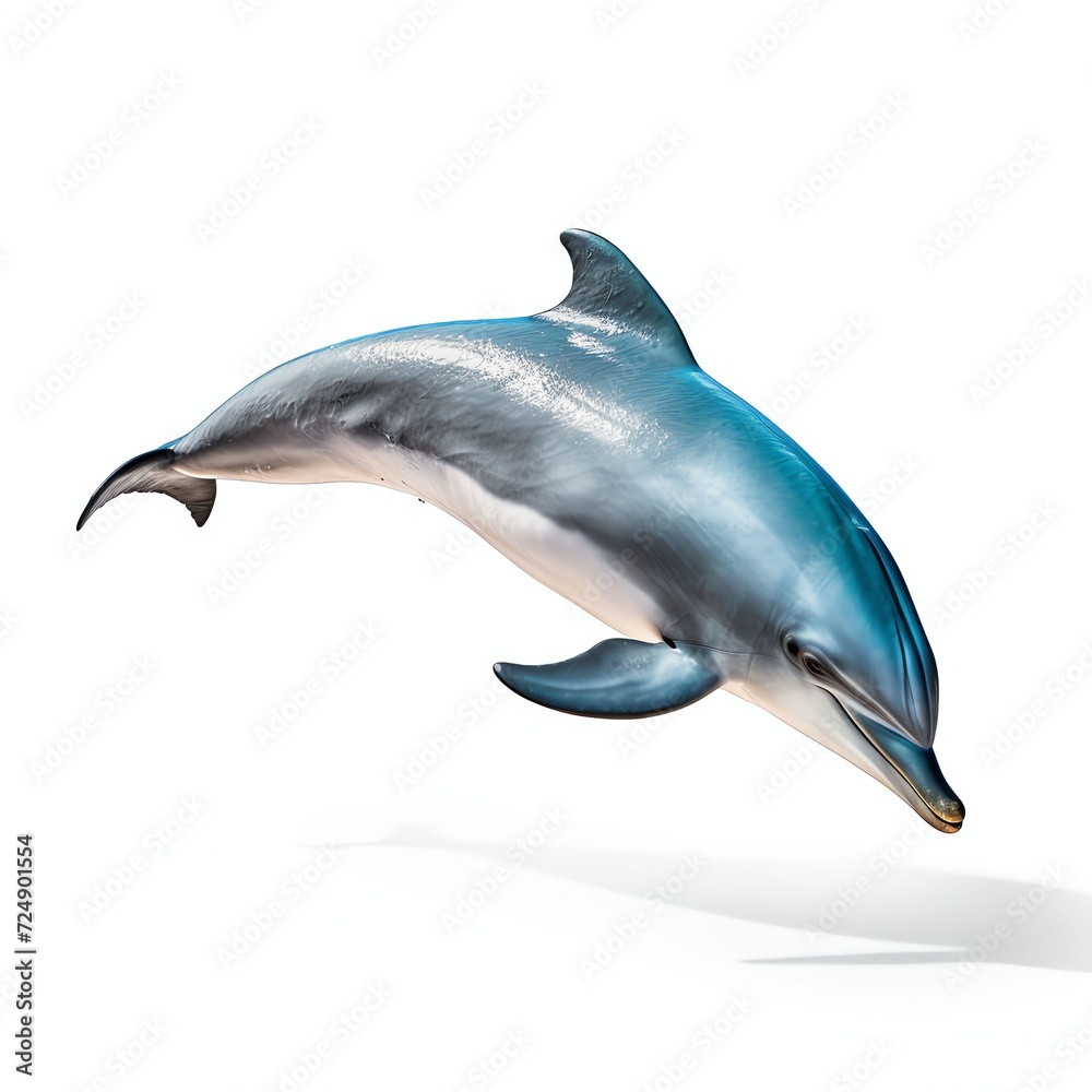 Fototapeta premium a dolphin, studio light , isolated on white background