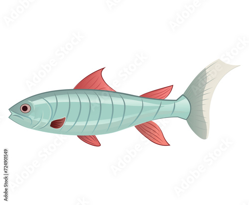 Fish of colorful set. In this enchanting illustration bright fish takes center stage with a captivating cartoon design against a pure white backdrop. Vector illustration.