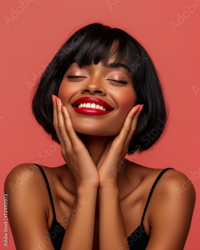 Confident Young African American Woman with Flawless Skin - Isolated Portrait