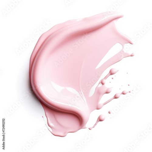 Pink cosmetic cream smear  isolated on white background. 