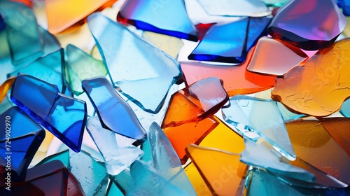 Broken colored glass scattered into many pieces generative ai