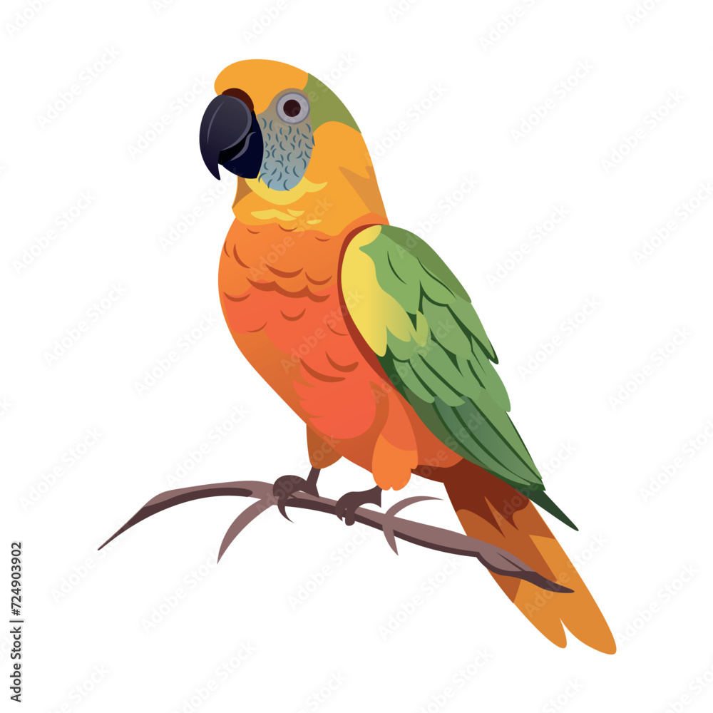 Parrots of colorful set. A magnificent and brilliantly colored parrot Ara is brought to life in a vibrant cartoon design against a white background. Vector illustration. Parrots of colorful set. A magnificent and brilliantly colored parrot Ara is brought to life in a vibrant cartoon design against a white background. Vector illustration.