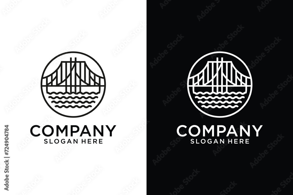 Fototapeta premium outline bridge logo illustration monoline bridge logo outline