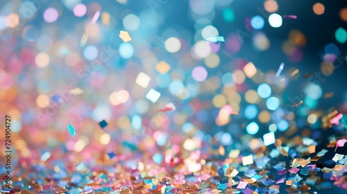 Close up on confetti, sparks and glitter