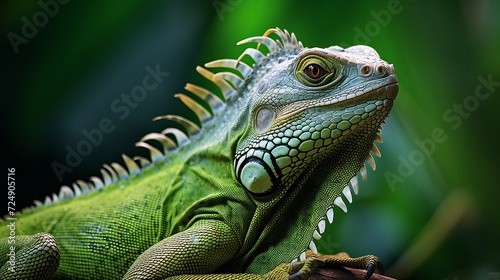 Closeup shot of a green iguana
