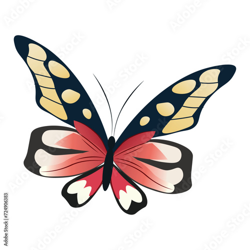 Butterfly of colorful set. In this stunning illustration a bright and captivating butterfly brought to life in a whimsical cartoon design on a clean white canvas. Vector illustration.
