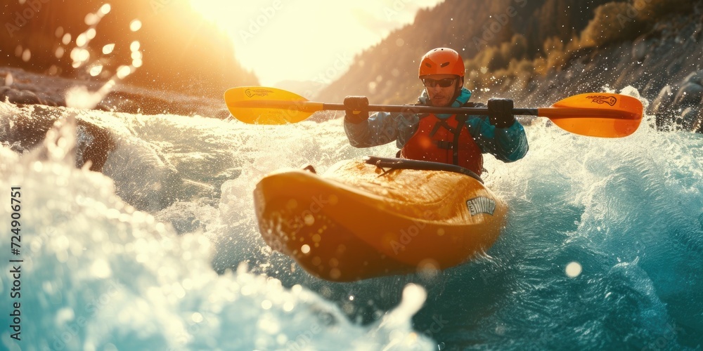 Obraz premium White water rapid river kayaking