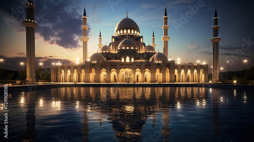 Amazing architectural design of Muslim mosque in Ramadan