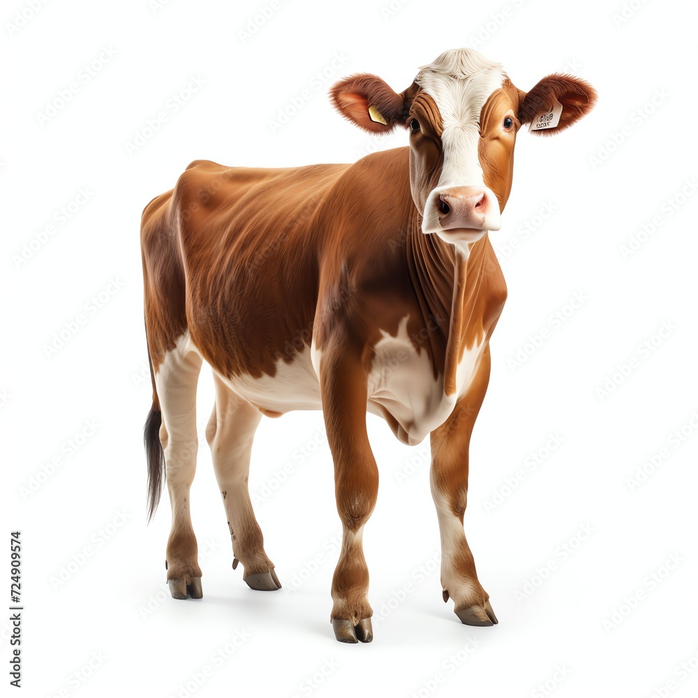a cow, studio light , isolated on white background,