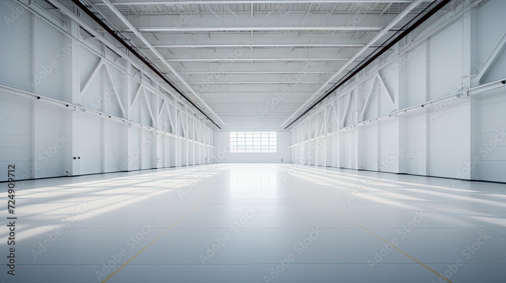 white empty stock hall. Generative AI	
