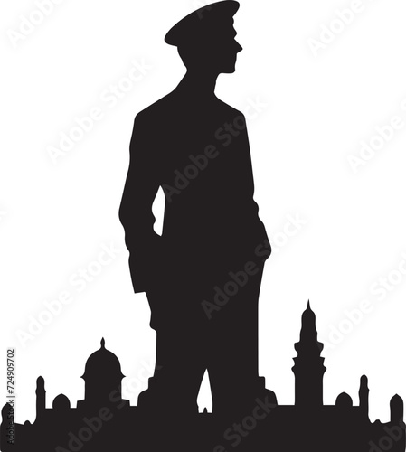 Silhouette of standing Police vector illustration