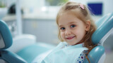 little girl at a Children's dentistry for healthy teeth and beautiful smile, Ai generated image