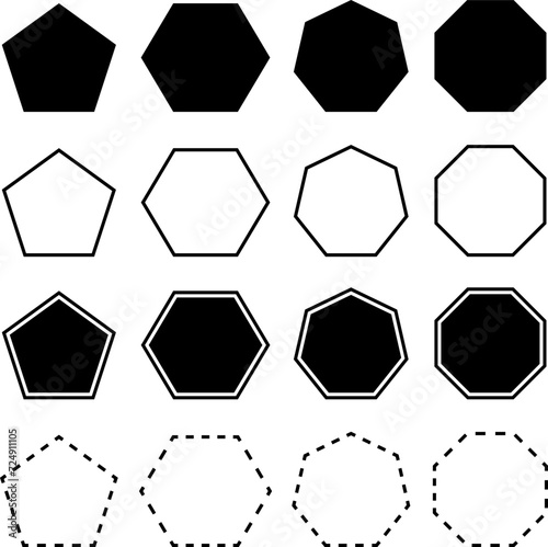Octagon icon. Vector geometry geometry pentagonal, hexagonal, octagonal polygon. Five, six, seven or eight sided polygon.