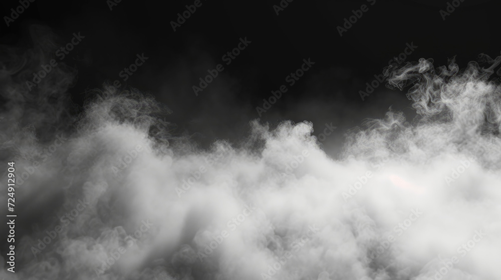 Obraz premium Smoke black ground fog cloud floor mist background steam dust dark white horror overlay. Ground smoke haze night black water atmosphere 3d magic spooky smog texture isolated transparent effect circle