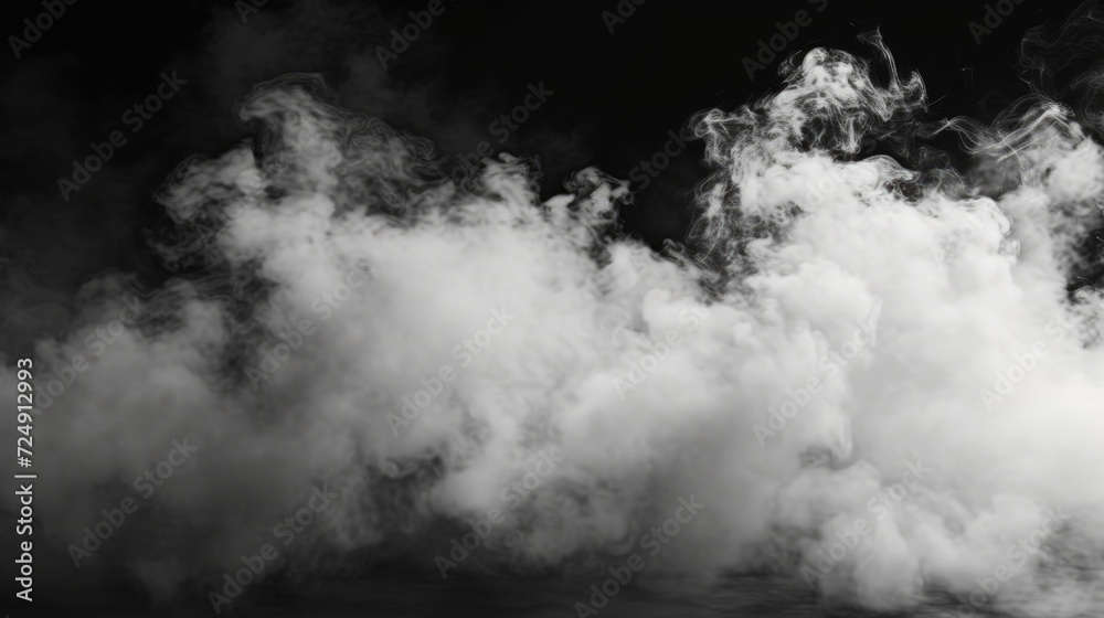 Fototapeta premium Smoke black ground fog cloud floor mist background steam dust dark white horror overlay. Ground smoke haze night black water atmosphere 3d magic spooky smog texture isolated transparent effect circle