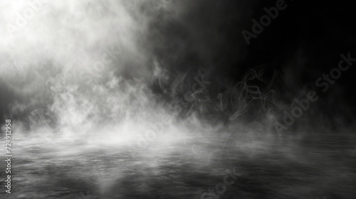 Smoke black ground fog cloud floor mist background steam dust dark white horror overlay. Ground smoke haze night black water atmosphere 3d magic spooky smog texture isolated transparent effect circle © Cedric