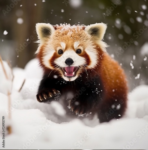  cute red panda portrait in nature