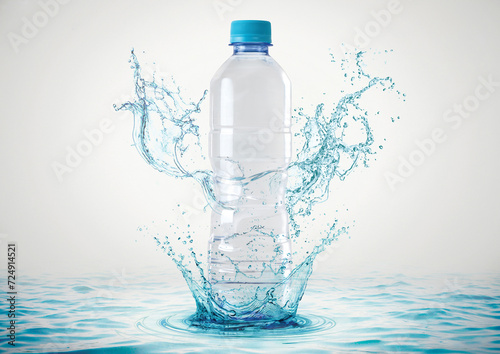 Product photography of a bottle with splashes of water represents clarity and purity