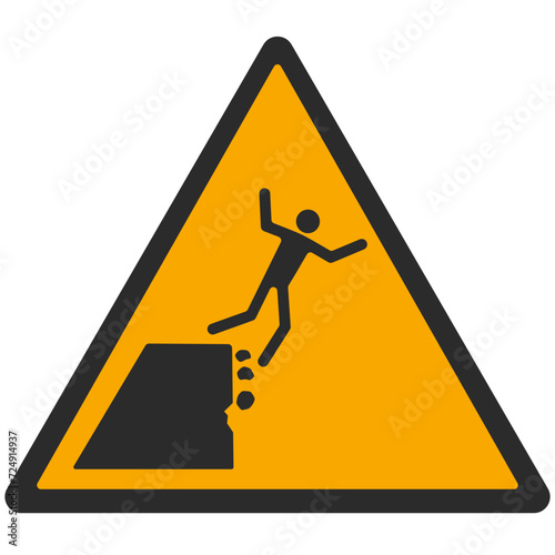 WARNING PICTOGRAM, warning; unstable cliff edge ISO 7010 - W052, SVG