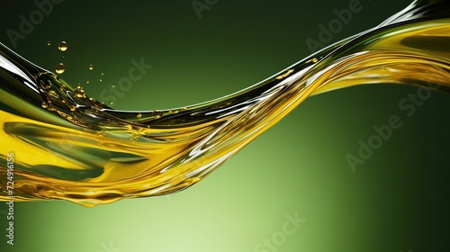 Abstract image of a golden oil flowing against a green background