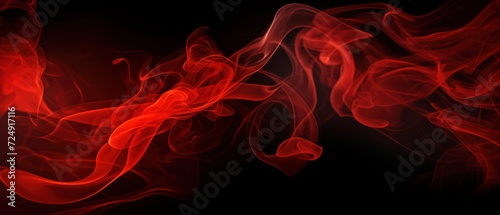 Green smoke isolated on black background banner