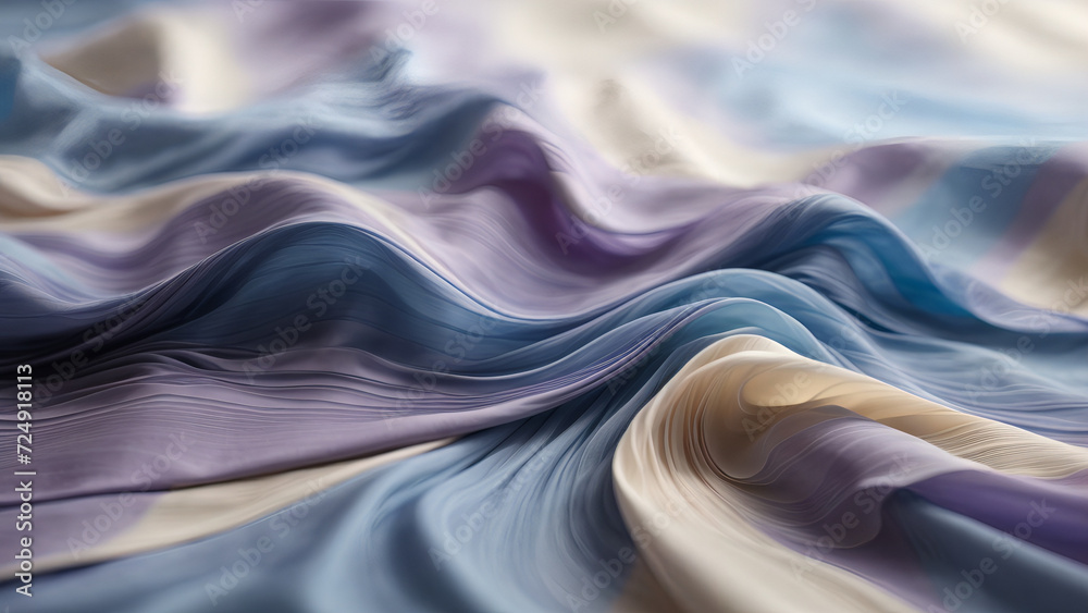 Obraz premium Closeup of Silk Harmony in Shades of Pink and Blue, a Luxurious Tapestry Unveiled